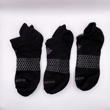 Bombas 3 Pairs Women's Ankle Socks athletic Honeycomb Size Large 8-12 Black