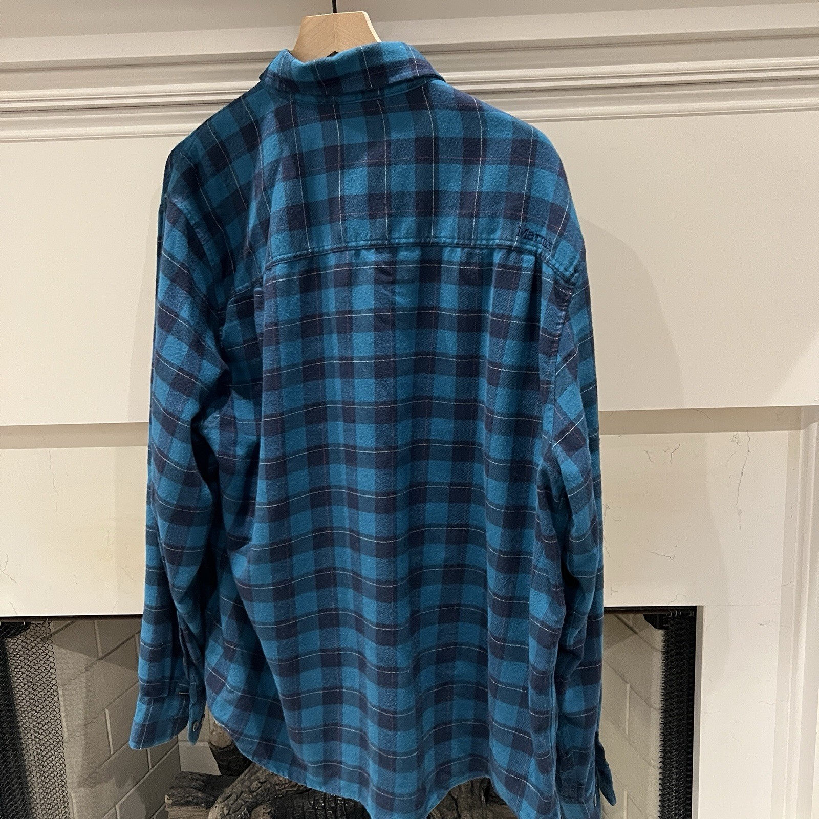 Marmot Performance Flannel Button Down Shirt Blue… - image 7