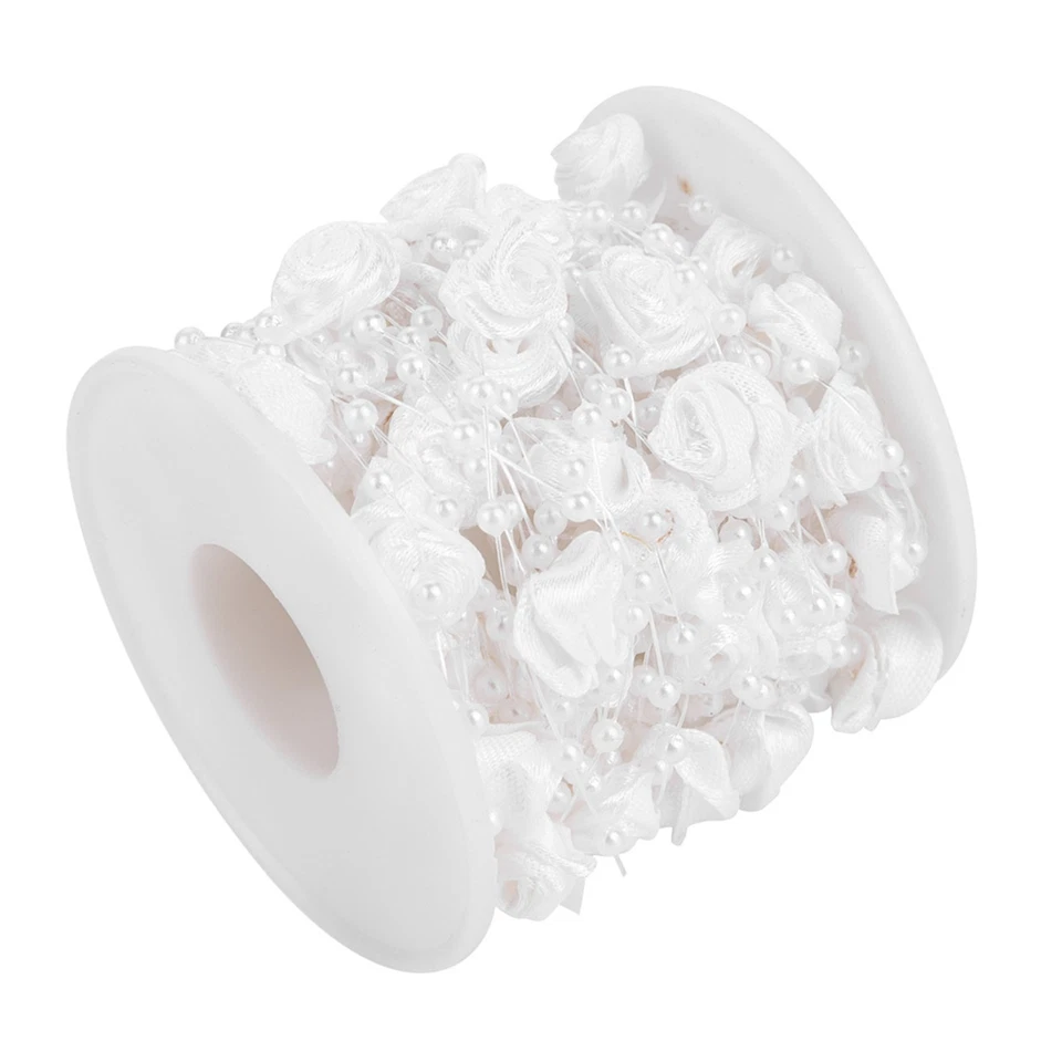 (Weiss)10 M Rose Künstliche Perlengirlande Drahtperlen Girlande Schnur DIY - Bild 4 von 4