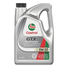 Castrol GTX Full Synthetic 5W-20 Motor Oil, 5 Quarts 5 Quarts, Amber 27.58 per gallon