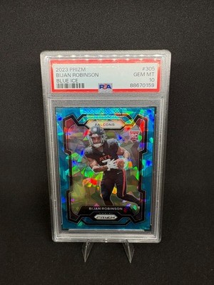 2023 Panini Prizm Bijan Robinson Blue Ice #305 /99 PSA 10 RC Falcons