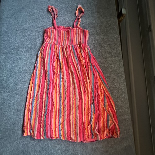 Torrid Size 1 Coral Multi Stripe Smocked Sundress Midi Length Lined Summer Dress - Foto 5 di 7