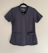 Greys Anatomy By Barco Women  s Scrub Top Spandex Stretch Dark Grey Size Small