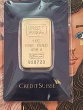 Credit Suisse 1 oz Gold Bar 999.9 Fine with Assay Certificate 4700.00 per troy oz