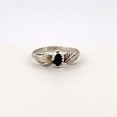 Vintage Southwestern Onyx Blatt Motiv Ring Größe 7