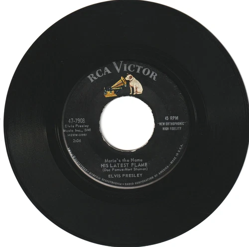 Elvis - His Latest Flame / Little Sister Vintage 45 RPM Vinyl Single Record 1961
