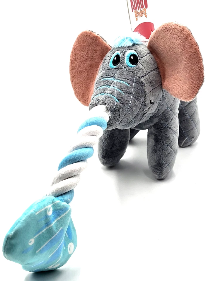 KONG Bendeez Elefante Grande Chirriante Arrugado Suave Perro Cuerda Juguete 17" Foto 3 de 4