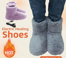 Rechargeable Heated Slippers Electric Warm Plush Winter Foot Warmer USB Heating