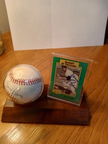New ListingBaseball Card And Ball Autographed By Ernie Banks