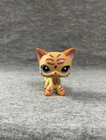 Littlest Pet Shop # 2118 Yellow Shorthair Cat Kitten Pink Glitter Stripes Lps