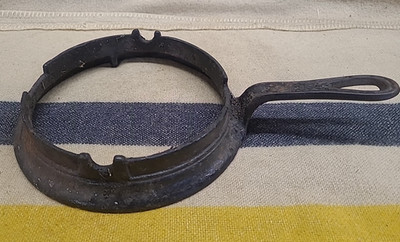 Vintage Unmarked Cast Iron Low Waffle Iron Base - top measures 7'' bottom 8.25''