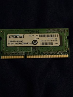 Crucial 2 GB SO-DIMM 1333 MHz PC3-10600 DDR3 SDRAM Memory (CT25664BF1339)