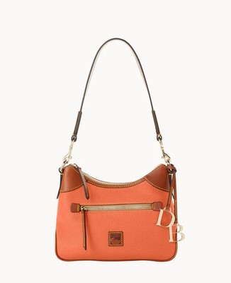 Dooney & Bourke Pebble Grain Small Zip Sac Shoulder Bag Purse Coral color