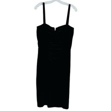 Betsy & Adam Dress Womens S Black Velvet Ruched Sweetheart Cocktail Sheath