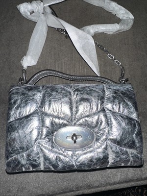 Mulberry Tiny Softie Metallic Silver Cross Body Bag BNWT Receipt