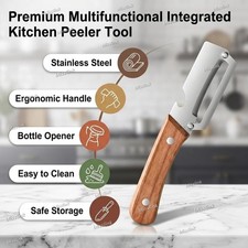 1 Pack 2 in 1 Multi Functional Vegetable Peeler with Bottle Opener and Wooden Ha