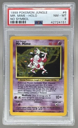 42724151 Mr. Mime 1999 Pokemon Jungle #6/64 Holo PSA 8