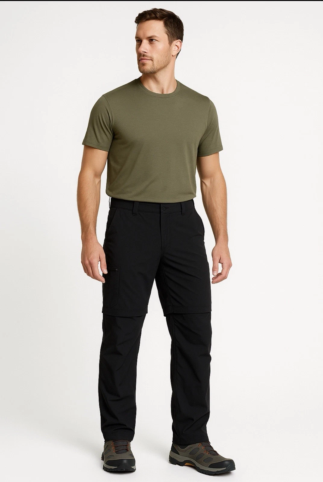 Eddie Bauer Mens Convertible Hiking Pants Black 40x34 Zip-Off Nylon Gorp Outdoor