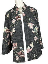 Black Label Chico  s Ladies Floral Bird Print Blazer Jacket Chicos Size 1 M 8 