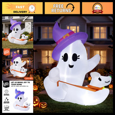 6FT Halloween Inflatable Ghost Dog Decor - LED Light Outdoor Yard Decoration