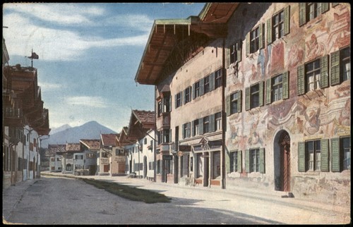 Ansichtskarte Mittenwald Obere Marktstraße mit Neunerhaus Reitherspitze 1922 - Bild 2 von 3