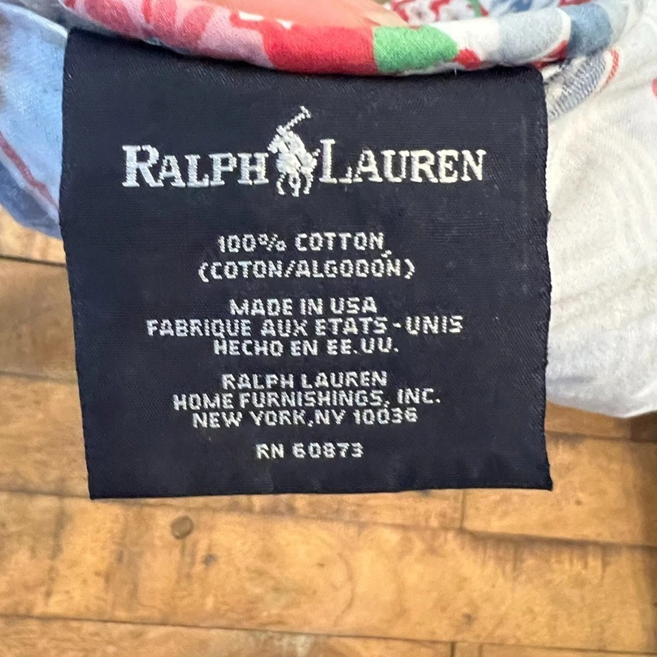 Edredom Ralph Lauren tamanho duplo listrado floral reversível - Imagem 4 de 4