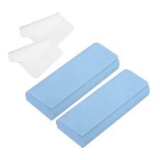 2 Pcs Hard Shell Eyeglasses Case with Eyeglass Cloth, Classic Design Light Blue
