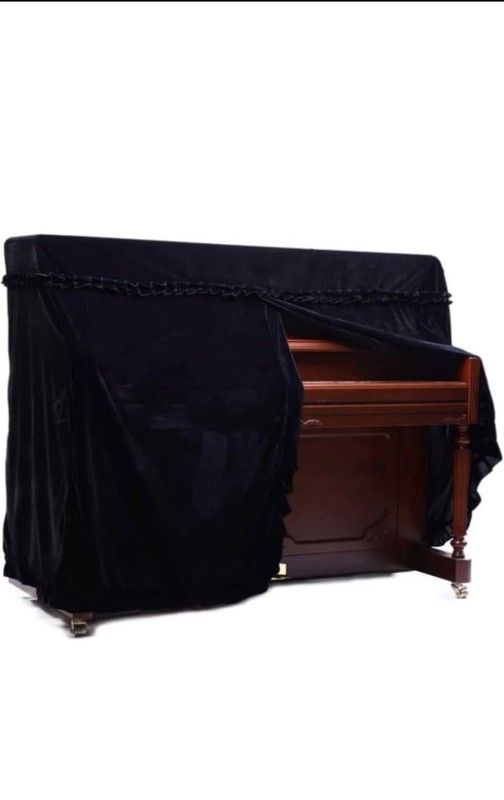 Black Upright Piano Cover Dustproof Scratch Resistant Mid-Open Design