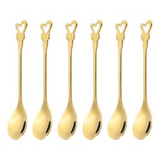 6pcs Coffee Spoons, Heart Tea Spoons Stainless Steel, Gold
