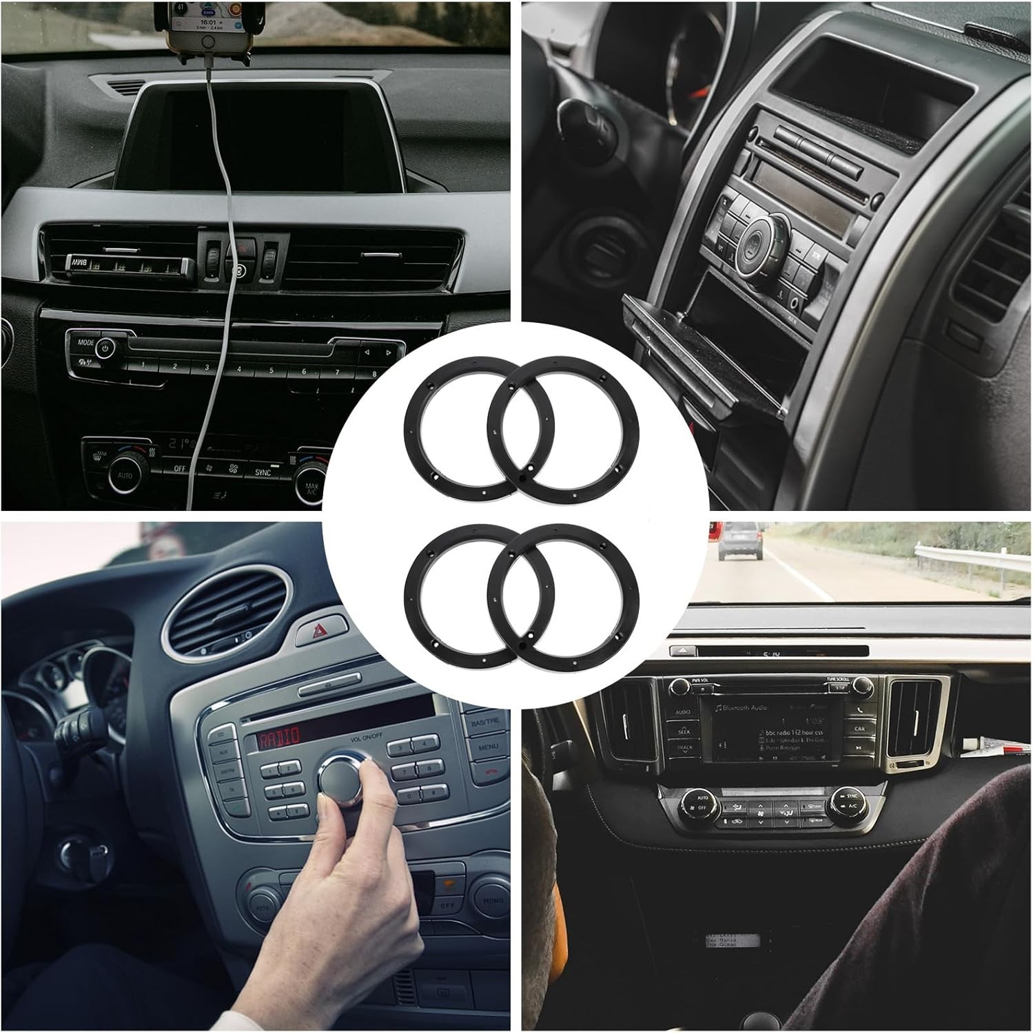 Wakauto 4PCS 6.5 inch Speaker Spacers,Car Door 17.5X17.5cm, Black 6.5inches 