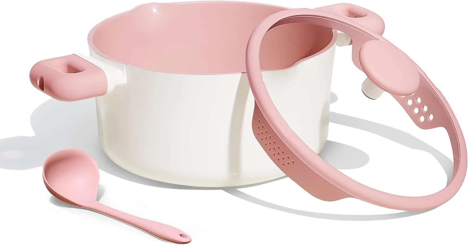 7QT Nonstick Stock Pot with Lid, Ceramic Casserole with Ladle, Non-Toxic Kitchen