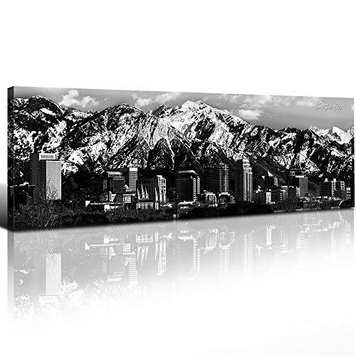 Salt Lake City Wall Art Black and White Utah 14.00" x 48.00" Salt Lake
