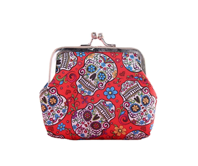 Folkloric Skull/ Sugar Skull Coin Purse/ Small Coin Purse/ Metal