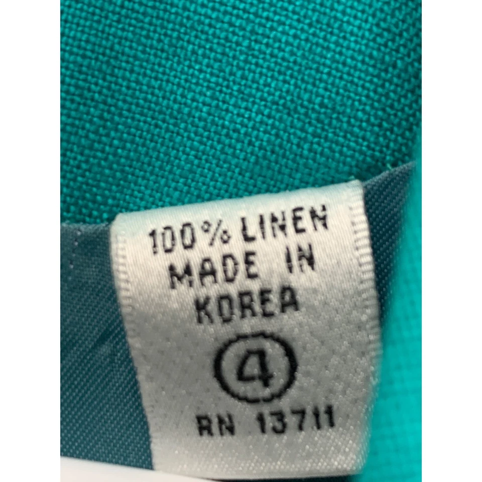 Vintage Valerie Stevens Linen Short Sleeve Blazer Top Blue Aqua Size S 4/6 5186 Foto 3 de 4