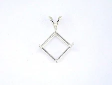 4 Prong Princess Wire Mount Pendant Setting Sterling Silver  