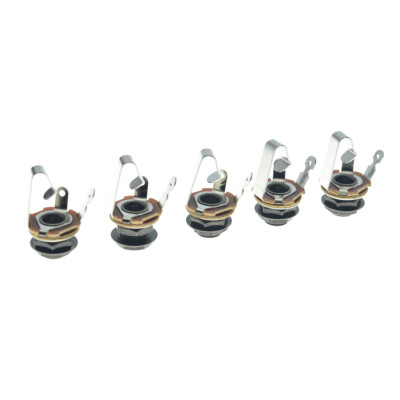 5pcs Brass Female Guitar/Bass Output/Input Jack 6.35mm TS Mono Panel Mount Jack-