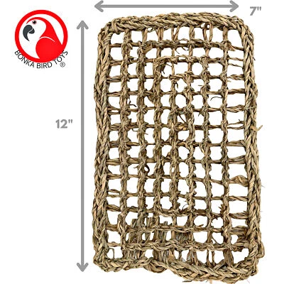 BONKA BIRD TOYS 1772 Seagrass Mat 12X7 Foraging Bird Toy Parrot Part Rabbit Part Natural Craft P