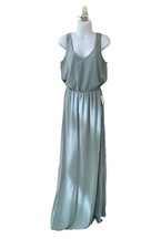 New SHOW ME YOUR MUMU L Silver Sage Crisp Kendall Maxi Dress Women