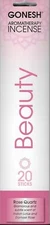 GONESH AROMATHERAPY INCENSE STICKS BEAUTY ROSE QUARTZ 20C 20 STICKS