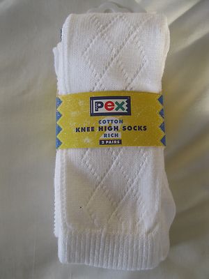 12 Paar Pack Mädchen Senioren kniehohe PELERINE weiße Socken Größe 7-11 von PEX 27/02