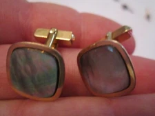 VINTAGE SWANK 12K GOLD FILLED CUFFLINKS & 3 BUTTONS WITH M O PEARL  - SC-7A