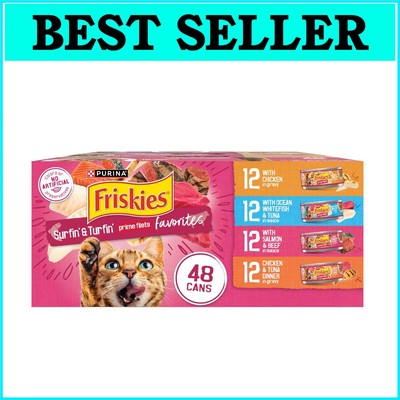 Purina Prime Filets Surfin  and Turfin  Wet Cat Food Variety Pack - 48 Count