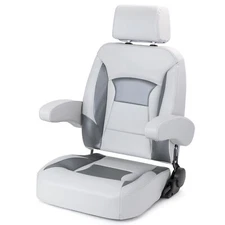NORTHCAPTAIN High Back Reclining Pontoon Bucket Boat Seat,Light Grey/Charcoal