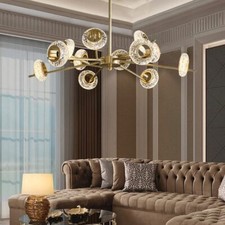 12-Light Rings Chandelier Gold Sputnik Pendant Light Hainging Ceiling Fixtures