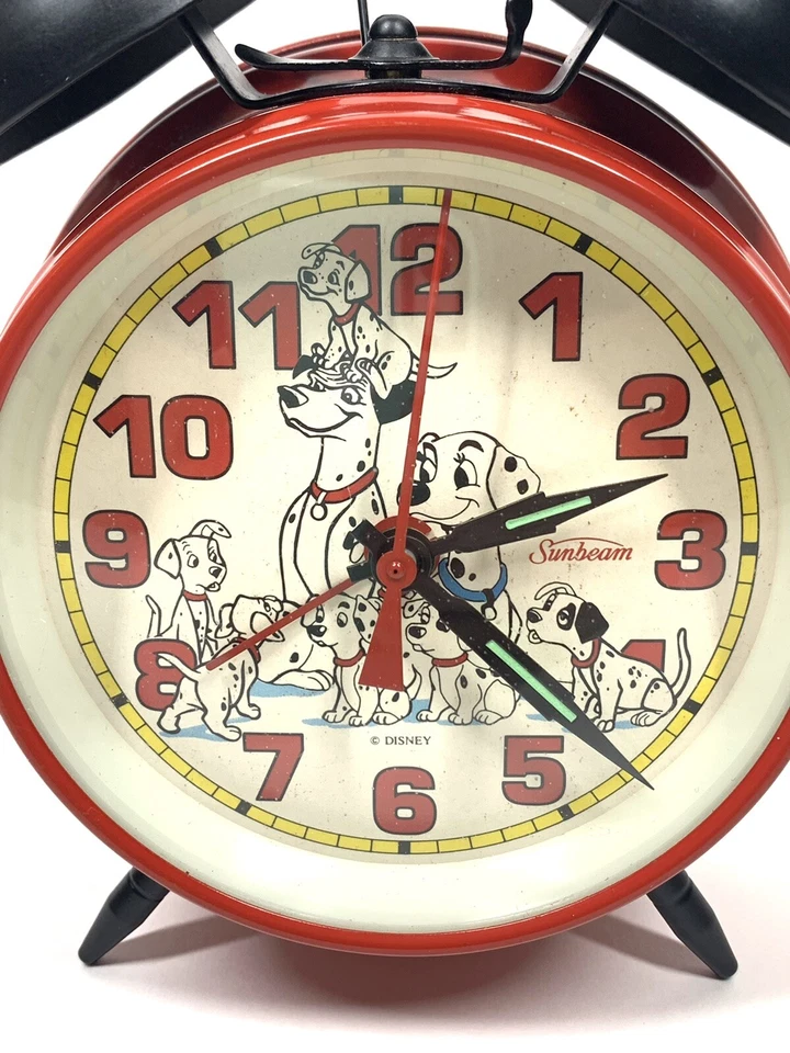 Disney 101 Dálmatas Rayo de Sol Cuerda Reloj Despertador 2 Campanas De Colección #883-147 ¡Funciona! Foto 3 de 4
