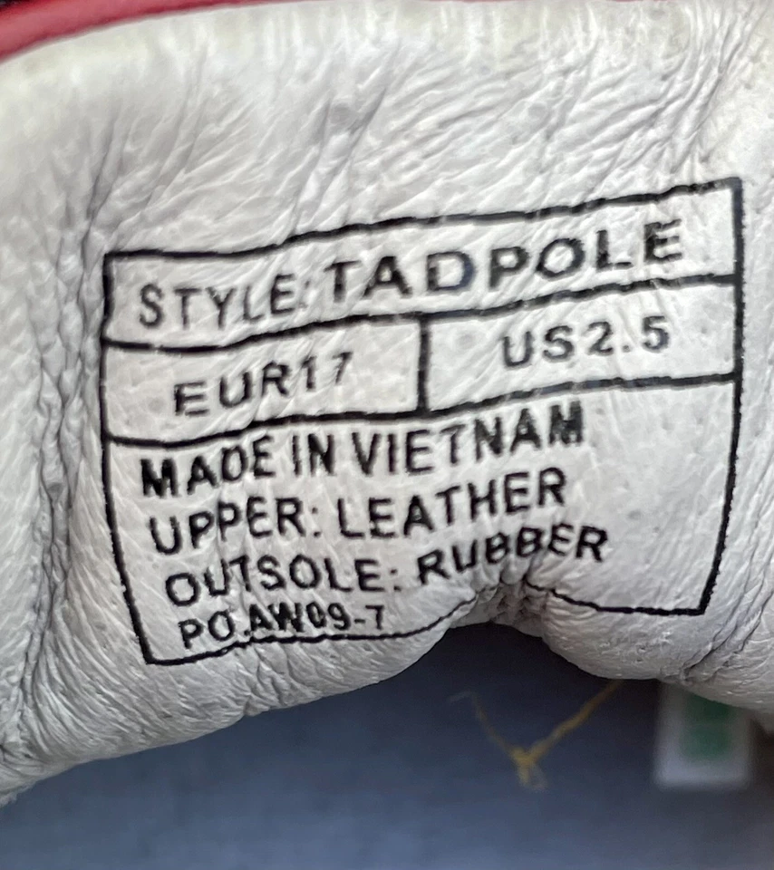 Umi Renacuajo Bebé Infante Pre-Caminante EE. UU. 2,5 UE 17 Cuero Cuna Zapatos Azul Marino Rojo Foto 2 de 4