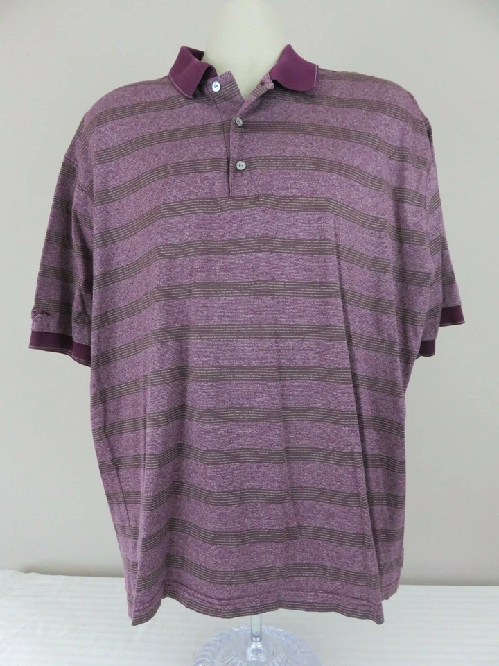 Camisa de golf para hombre púrpura con rayas marrones manga corta polo Ben Hogan talla XL Foto 2 de 4