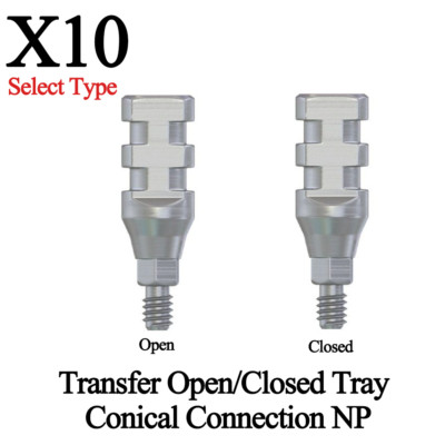 10pcs Dental Conical Connection NP Open/Closed Tray Transfer Titanium Lab Ø3.5mm
