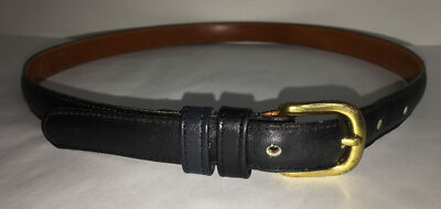 Coach Vintage Navy Blue Skinny Leather Belt womens Y2K Gold  display picture 3