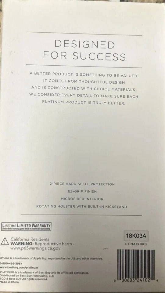 Platino - Funda/soporte para Apple iPhone XS Max - Negra Foto 2 de 4